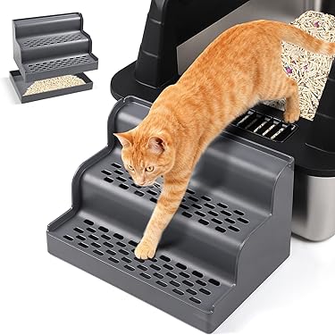 Kattenbakhelling - Anti-tracking kattenbakniveau met filterrooster | Antislip kattentoiletoprijplaat | Instapniveau voor senioren Katten Kittens Training Kattenbakmat voor kattenbakruimte