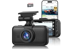 Miofive Car Camera 4K Resolution, 5G WiFi & Bluetooth, GPS Dash Cam, 3" IPS Screen, G-sensor, Night Vision, Loop Recording, HDR, App Control, and Supports up to 512GB with a Free 32G Card Included