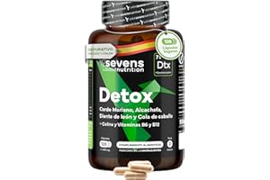 SEVENS NUTRITION Cardo Mariano con Alcachofa, Diente de León, Colina y Cola de Caballo | 120 Cápsulas Detox para Hígado y Colon | Suplemento Natural Enriquecido con Vitaminas B6, B9 y B12 | Detox Hepático y Digestivo