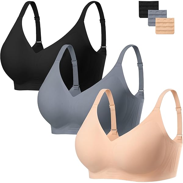 HBselect Beha zonder beugel voor dames, met vulling, comfortabel, minimizer, bralette, push-up-beha, naadloos, met extra verlenging, 2 stuks (zwart/beige), M