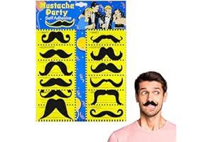 AUYAO Fake Moustache 12 Pcs Realistic Moustaches Kit Fake Beard Halloween Mustache Stick On Self Adhesive Novelty False Beard Fancy Dress Costume Accessory for Christmas Pirate 70s 80s Party