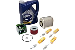 MVH BOCKAUF Kit d'entretien huile 4L + filtre à air + filtre à huile + bougies d'allumage pour Yamaha XJR 1200 XJR 1300 XJR1200 XJR1300 année de construction 1995-2006
