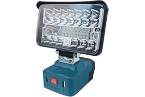COTENOR Akku Lampe Für Makita 18v, 48W 3800LM LED Arbeitsleuchte,Tragbarer LED Strahler Akku Scheinwerfer mit USB Ladeanschlüssen und Unterspannungsschutz für Autoreparatur, Heimbeleuchtung, Camping