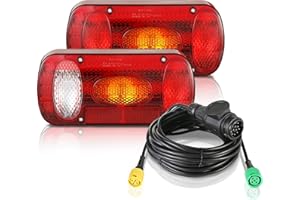 MAMIZO Juego de Pilotos Traseros Remolque, Luces para Remolque de 13 Pines, kit Luces Remolque Genéricas 12V con 6 Funciones/Juego de Cables de 5,5m*2/Certificado E