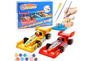 AsyinXson Voiture de Course Bricolage Kit pour Enfant,Voiture de Bricolage en Bois, Jouets en Bois Course,Jeu Bricolage Kit de Loisir Creatif pour Garçons, pour Enfant Garçons 6-10Ans