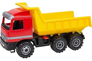 Lena 02031 – silna, ogromna wywrotka Mercedes Benz Actros, wywrotka ok. 63 cm, duża wywrotka z 3 osiami i zamykanym zagłębieniem, wytrzymały pojazd do zabawy na placu budowy, dla dzieci od 3 lat