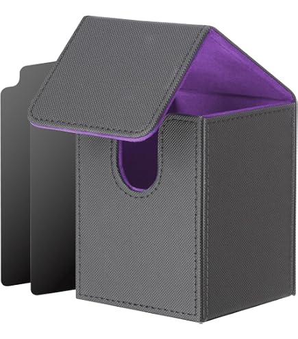 Scatola Portacarte Collezionabili In Pelle PU – Capacità 100 Carte – Chiusura Magnetica – Custodia Rigida Per TCG, Magic, Tarocchi – Colore Grigio - 4