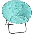 Urban Shop Super Soft Faux Fur Saucer Chair with Folding Metal Frame, Aqua