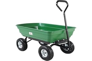 GARDEBRUK® Chariot de Jardin Benne basculante 300kg 4 pneus gonflables Tout Terrain axe Direction 75L Chariot de Transport Chariot à Main