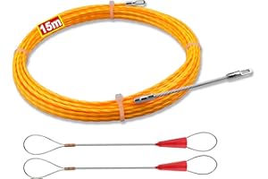 DZDSBB Sonda Passacavi 15m,Sonda Passacavi Professionale,Sonda Elettricista 3mm,Sonda Tiracavi con 2 Molla di Guida,Sonda Tiracavi Cavo,Estrattore Cavi Per Cavi Elettricista（15m,Φ3 mm）