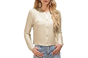 GRACE KARIN Damskie dzianinowe kardigany swetry z długim rękawem otwarty przód guziki modne kurtki lekkie letnie stroje