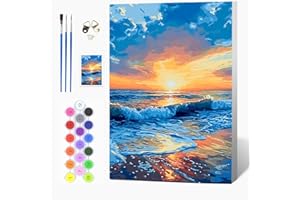 Auremi Coucher Peinture par numéros avec cadre inclus 20x30–Paysage Peinture par numéros DIY pour adulte–Tableau à peindre prêt à accrocher–Idéal déco murale maison et détente artistique