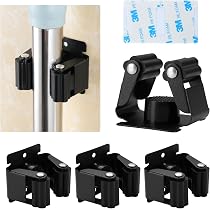 AceMining Porta Scope Parete, 5 Supporti e 4 Ganci Nero Inossidabile Portascope da Muro Appendibile in Acciaio Inossidabile, Aiti-slip in Silicio Ganci per Scope da Muro Pesante