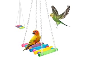 CINY Vogelspielzeug Natürliche Schaukeln aus Massivem Holz, Ständer Für Vogelkäfige, Hängende Spielzeug-Haustierschaukel Mit Glocke Ahmt Ihren Natürlichen Lebensraum Nach, Papageien-Kauspielzeug