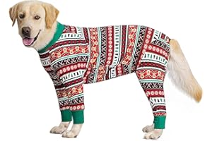 BT BEAR Ropa de perro, estampado de dibujos animados, de cobertura completa, para perros, pijamas para mascotas, para perros medianos y grandes (28, Navidad roja)