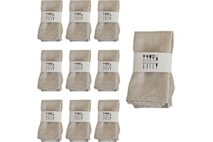 KMDZDZGS Pack of 10 Linen Napkins, Reusable Napkins 40 x 40cm, Natural Cotton, Sustainable Fabric Table Decoration for Kitchen Cafe Dining Dinner Restaurant Party Wedding Birthday (Khaki)