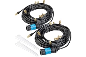 Royal Gardineer Sprühnebel Garten: 2er-Set Wasser-Zerstäuber-Set mit 10-Meter-Schlauch und 10 Metalldüsen (Sprühnebeldusche, Wasser Sprühnebel, Luftbefeuchter)