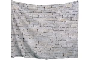 A.Monamour Tapisseries Mur De Briques De Pierre Blanche Toile De Fond Toile De Fond 3D Art Impression Tissu Tenture Murale Tapisserie Rideau Mural Dortoir Diviseur Salon Mur Décors 60 "X80