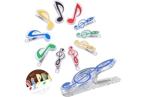 xianzhanEU 12 PCS Clip Note Musicali,Spartito Clip Fermacarte per Libri,Vestiti,Spartiti,Appunti,Carta,5 Colori,2 Stili