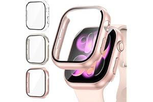 [3Pack] Kamita Screen Protector Case for Apple Watch Series 11/Serie 10 42mm, PC Bumper Cases with Tempered Glass Film, Shockproof Protective Cover for iWatch11/iWatch10 42 (Clear+Starlight+Rosegold)