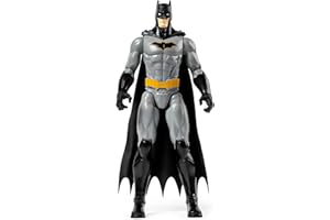 DC Comics BATMAN, Personaggio Batman in Scala 30 cm, con Decorazioni Originali, Mantello e 11 Punti di Articolazione, Giocattoli per Bambini e Bambine, 3+ Anni