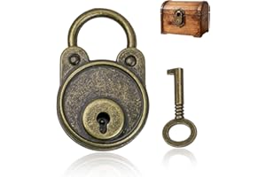 NEVOLUXER Candado Vintage con Llave | 4,8x3x1 cm Bronce | Para Diarios, Joyeros & Regalos | Mini Cerradura 1,5cm Grillete | Cierre Decorativo