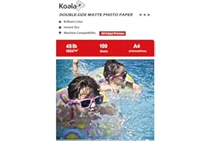 KOALA Double Sided Matte Inkjet Photo Paper A4, 180gsm, 100 Sheets for Inkjet Printers. Suitable for Printing Photos, Brochures, Covers, Certificates, Booklets, Flyers, Leaflets, Cards, Calendars