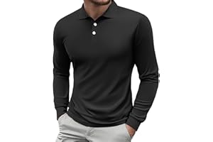 PINSPARK Poloshirt Herren Langarm Golf Shirt UPF 50+ Sonnenschutz Schnelltrocknend Tennis Polohemd Herbst Atmungsaktive Fitness Polo Shirt Basic Freizeit Langarmshirt