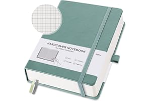 GOSIRM Notizbuch A5 Kariert, Hardcover Journal Notebook Notizbücher mit 320 Nummerierte Seiten, 100 g/m² Tintenfestes Papier, Verschenkbar Tagebuch für Schule, Büro, Künstler Schreiben, 14,8 x 21,3 cm Grün