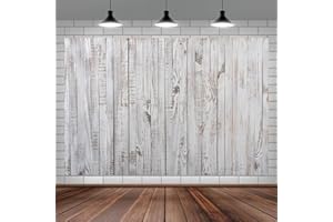 HNMDMYI 3x2m Foto Hintergrund Holz Rustikale Holzwand Weiß Grau Vintage Holzbrett Fotografie Hintergrund Neugeborenes Baby Shower Geburtstag Party Kuchen Tisch Dekorationen Banner Fotostudio Requisiten