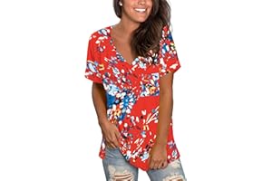 MOLERANI été t-Shirts pour Femmes col en V Basique Hauts à Manches Courtes Ample Blouses décontractées