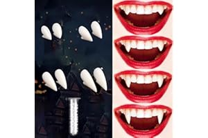 MUPKVY Vampire Teeth, 4 Pairs Vampire Fangs Fake Fangs with Adhesive, White Horror False Teeth Props Party Favors Accessories for Halloween Costume