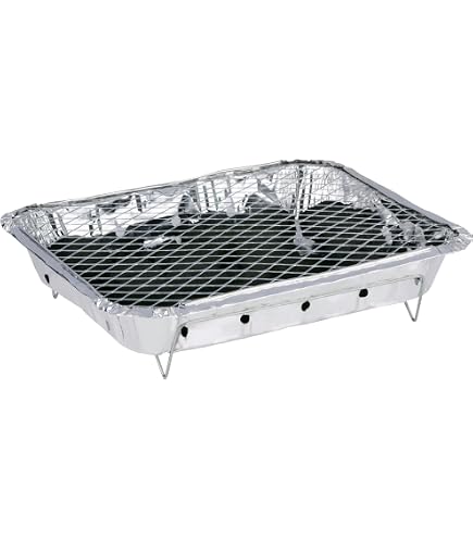 Flambit Einweggrill to go, mit Anzüghilfe, Holzkohle, Aluschale, 3er Pack (3 x Grill) Garten