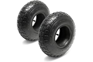 Wiltec 2x Reifenmantel 2x Schlauch für Aufsitzmäher/Rasentraktor 11x4.00-4 4PR Winkelventil