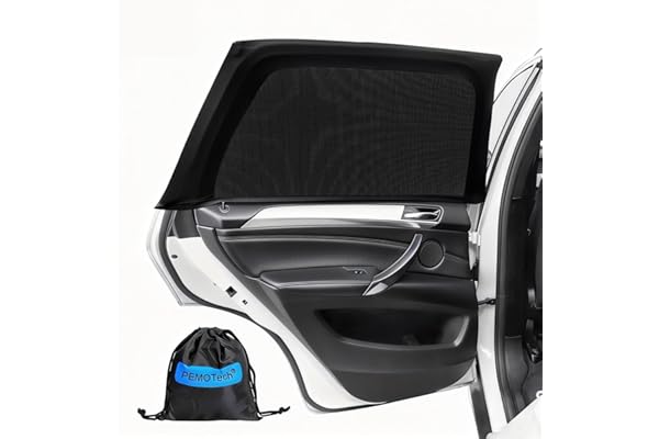 PEMOTech Pare Soleil Voiture Bébé【Tissu Spandex Respirant&Protéger Contre Les UV】 Anti Moustiquaire,Protection Intimité Familiale,2 Pièces Chaussette pour Enfants et Animaux,Compatible 95% Modèles