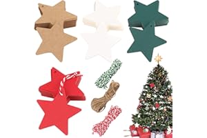 WEYSOO 160 Pcs Brown Kraft Paper Star Gift Tags with String - Xmas Present Tags, Christmas Labels & Stickers for Gift Wrapping & DIY Crafts
