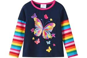 VIKITA Camiseta para Niña Bonita Camiseta Floral de T-Shirt Animales Lentejuelas para Niños 2-10 años
