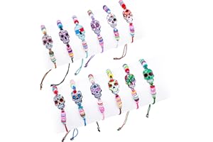 vamei 12 Piezas Pulsera Niña Halloween Pulseras de la Amistad Niños Joyas Niña Pulseras Calavera Cuerda Trenzada Brazalete Niña Joyería Niña Halloween Regalo de Cumpleaños de Fiesta para Niños