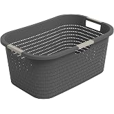 Rotho Country &ccedil;amaşır sepeti 40 l, plastik (PP) BPA i&ccedil;ermez, antrasit, 40 l (58,0 x 38,9 x 25,1 cm)