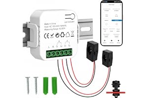 Fastsaw Smart Power Meter WLAN, 2-kanals 80 A smart elmätare WiFi 2,4 G AC 100–240 V energimonitor strömförbrukningsmätning med tång, Tuya SmartLife APP kompatibel med Alexa & Google Home, DIN-skena
