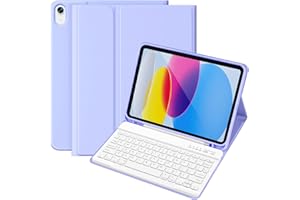 KBCASE for iPad 10th Generation Case with Keyboard (10.9", 2022) Keyboard Case for iPad 10th Generation (A2757/A2777/A2696), Detachable Buletooth Keyboard with Pencil Holder, Flip Stand,UK Layout