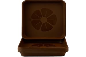 Home Garden Ornaments Plato Maceta Cuadrado 29x29cm Marrón Oscuro Juego de 5 – Duradero Platos Macetas Plastico - Platos para Macetas para Exteriores e Interiores (29x29cm, Marrón Oscuro)
