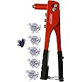 Inditrust Hand operating Professional Orange Riveter gun and 5 type 50pcs rivets Glove