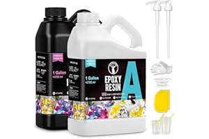 ResinAngel 2 Gallon (7.6L) Epoxy Resin Set with Pump,1:1 Mixing Ratio,High Gloss,Crystal Clear,Bubble Free,Non-Yellowing for River Tables DIY Crafts,Woodworking,Furniture Large DIY Art Pieces