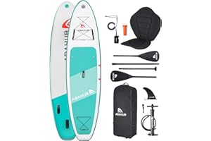Abahub Tavola SUP Gonfiabile, 320x78x15cm Set Tavola Stand Up Paddle, Blu/Verde/Arancione/Rosso con Pagaia in Alluminio Regolabile, Sedile Kayak, per Kayak, Canoa, Pesca