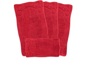 emmahome ROMANY GYPSY WASHABLE 4PCS MAT/RUG SET, CARAVAN/MOBILE HOME TOURER SIZES, 67X120CM, ELVIN Smart (Red)