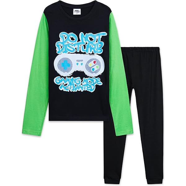Boys Camouflage 100% Cotton Long Pyjama Set, Green, 11