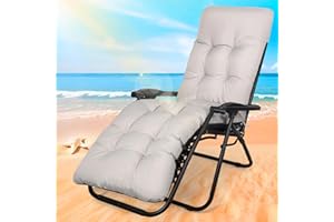 CUSHSUNR Thick Sun Lounger Cushions Only, Waterproof& UV Protection Sunlounger Replacement Cushion for Outdoor Furniture,Sunbed Garden Rocking Recliner Chair Cushion Seat Pad for Beach Porch Patio,170*53*10cm