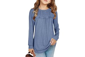 Mädchen T Shirts Tunika Rüschen Langarmshirts Freizeit Lose Tops Niedlich Kinder Weiche Bluse