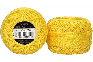 Anchor 4591008-00290 Stickgarne, 100% Baumwolle, gelb, Stärke 8, 82m, 16 Gramm